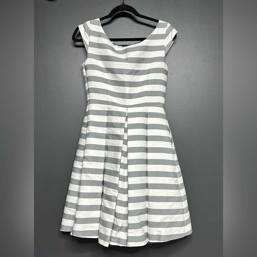 NWT Kate Spade Mariella Dress Grey Striped Beaded neckline 2 - Picture 6 of 7